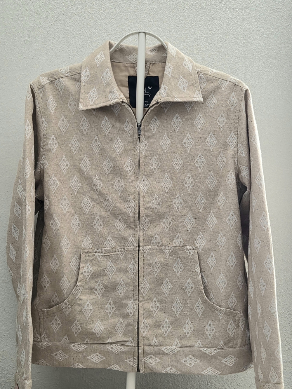 Fried Waters Men's Beige Patterned Zip Shirt Jacket